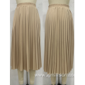 Leisure Versatile Leather Elastic Waist Pleated Skirt